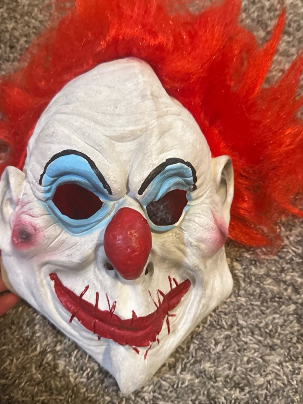 White and Red Clown Mask Home Accent - Decorative Costume Mask